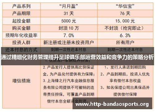 通过精细化财务管理提升足球俱乐部运营效益和竞争力的策略分析